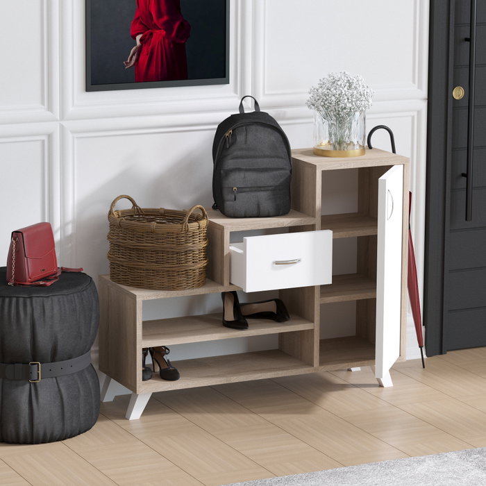 Hanah Home Zapatero Retro - Sonoma Pino atlántico y Blanco